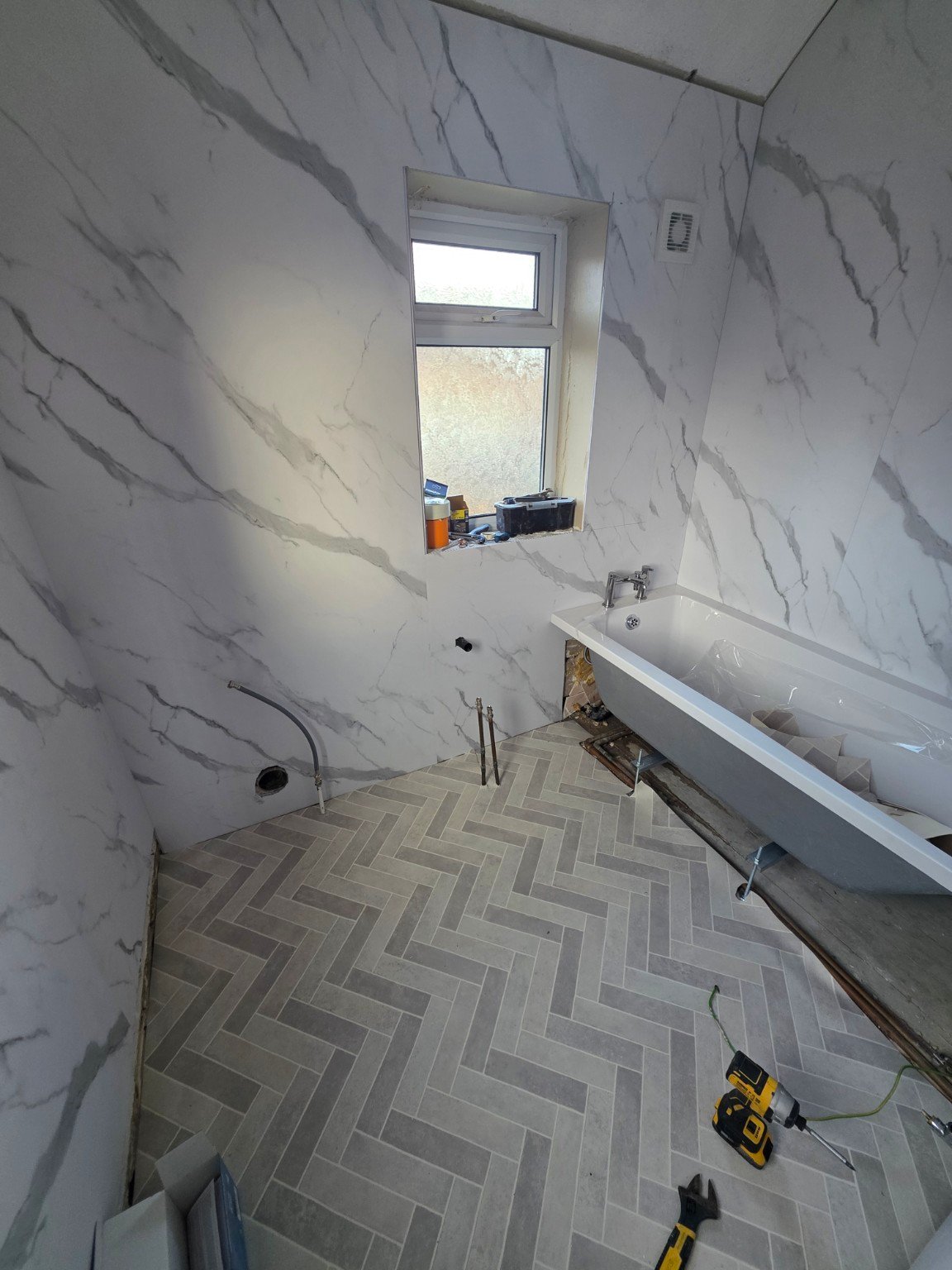 During - Full Bathroom Refurbishment & Shower Boarding project photo