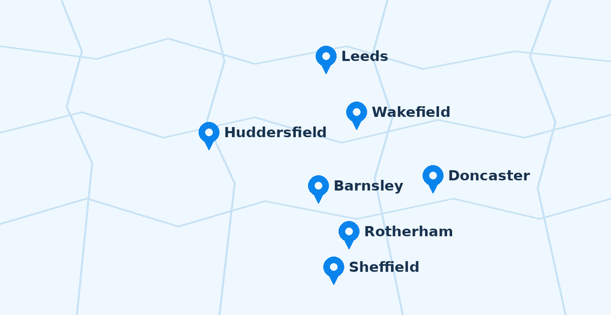 South and West Yorkshire service area map